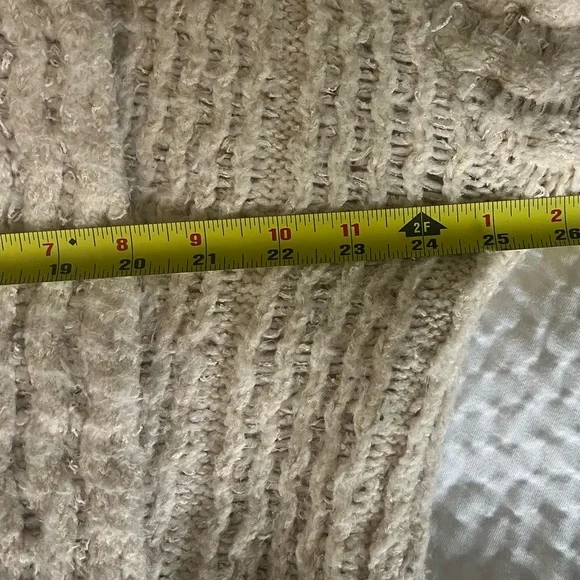 Anthropologie Textured Knit Cardigan | Cozy Ivory Chunky Sweater XL - Picture 7 of 13